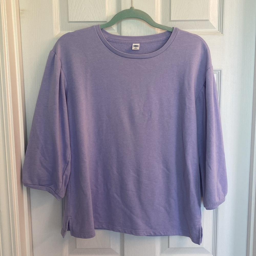 Old Navy Purple Sweatshirt with Puff Sleeves
